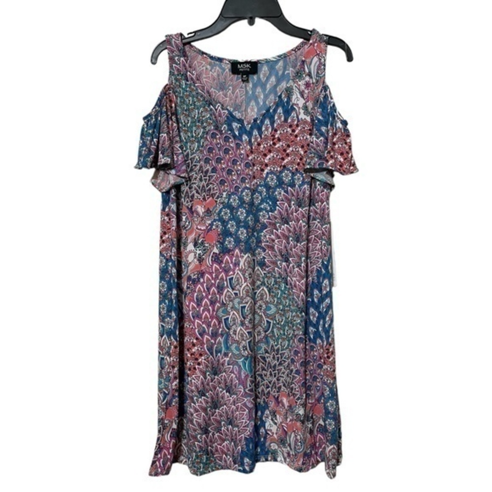 MSK Petits Dress Multicolor Calypso Marine Paisley Peek a Boo Shoulder Size MP